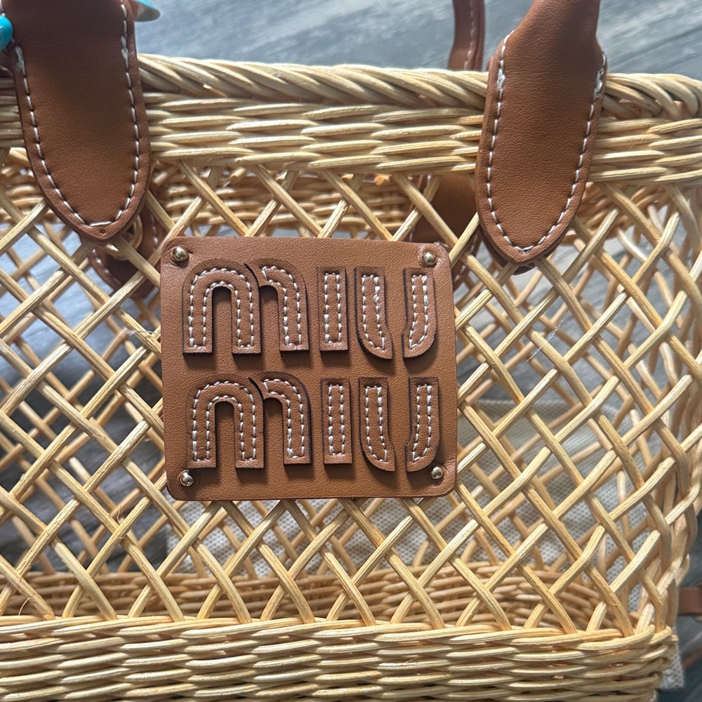 Miu Miu Brown Woven Tote Bag - Picture 5 of 5